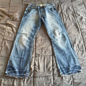 Ed Hardy Men's Light Blue Distressed Straight Jeans